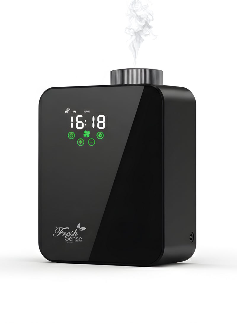 Fresh Sense Premium Mini Smart Aroma Oil Diffuser - 180ml Capacity - 100 sqm Coverage - Luxury Black Aluminum - WiFi & Bluetooth App Control for Home, Office, Luxury Hotels & Spas - Image 1